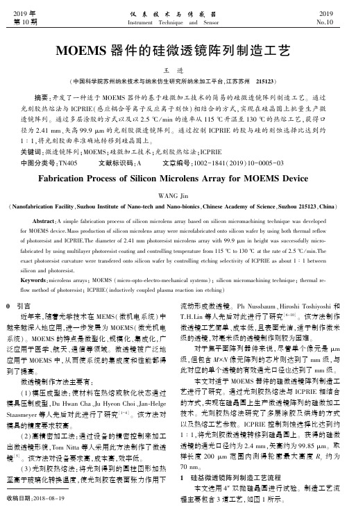 MOEMS器件的硅微透镜阵列制造工艺