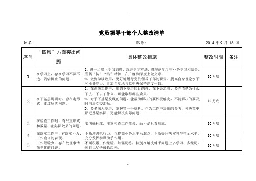 领导干部个人整改清单以及领导干部个人整改措施(整改清单与整改措施一一对应)