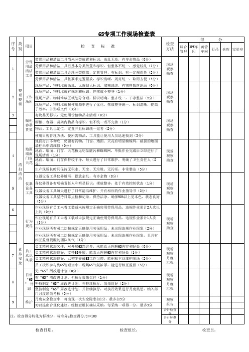 6S专项工作检查表