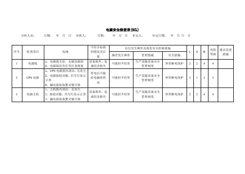 电脑安全检查表