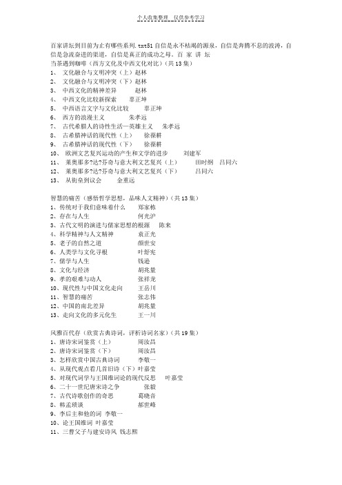 (精品)百家讲坛到目前为止有哪些系列