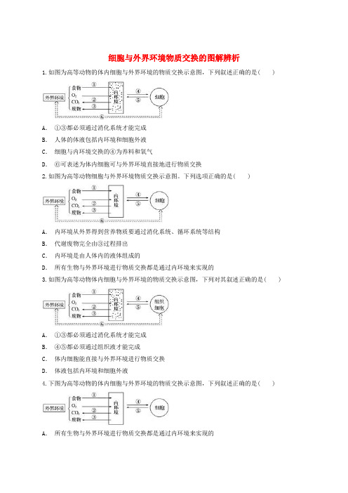 2018高中生物 细胞与外界环境物质交换的图解辨析有解析同步精选对点训练 新人教版必修3