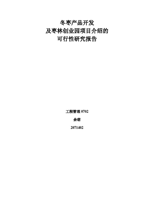 冬枣产品开发及枣林创业园项目介绍的可行性研究报告.doc