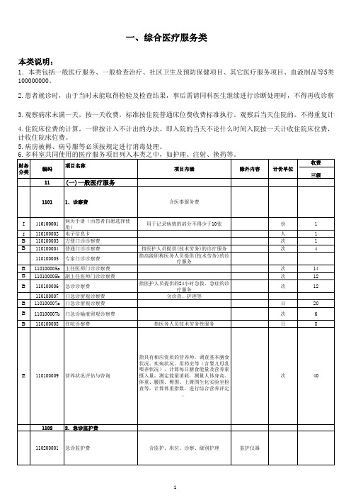 新疆医疗服务收费目录(最新)