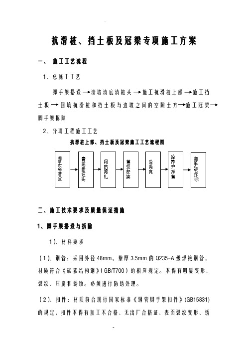 抗滑桩上部、挡土墙及冠梁专项施工方案