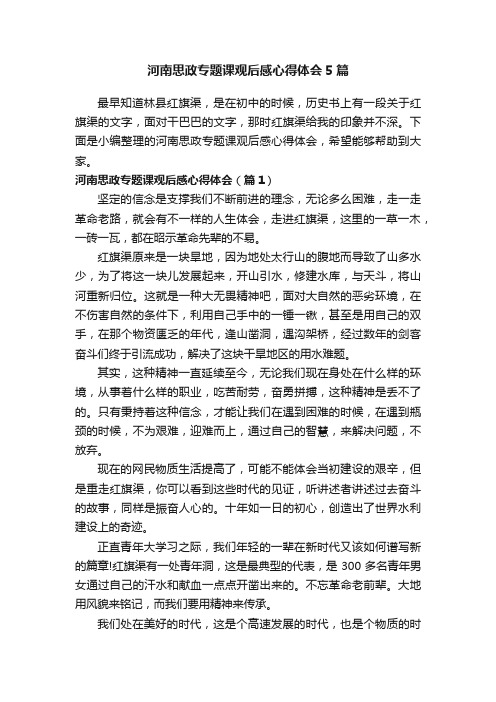 河南思政专题课观后感心得体会5篇