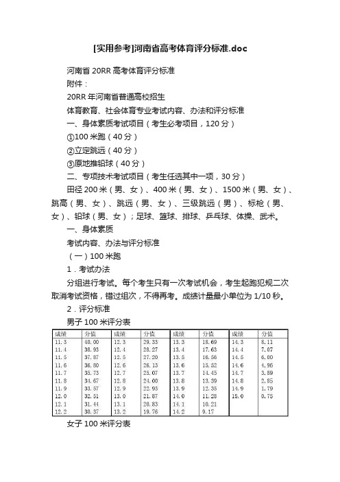 [实用参考]河南省高考体育评分标准.doc