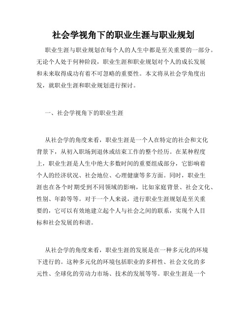 社会学视角下的职业生涯与职业规划