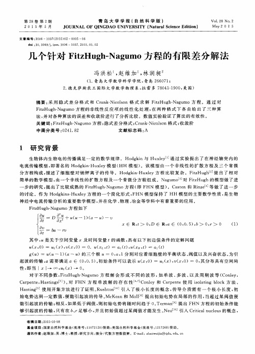几个针对FitzHugh-Nagumo方程的有限差分解法