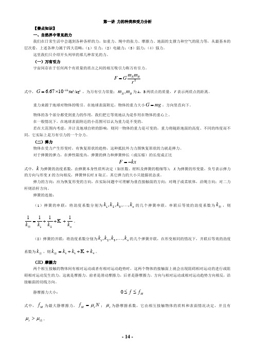 鄞中物理奥赛培训教材第一版知识框架第1-10讲