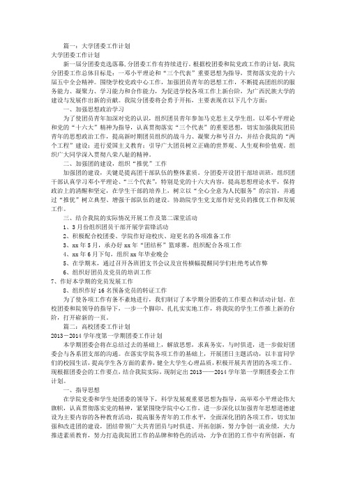 高校分团委工作计划(共11篇)