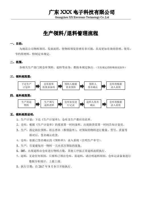 生产领退料流程及要求