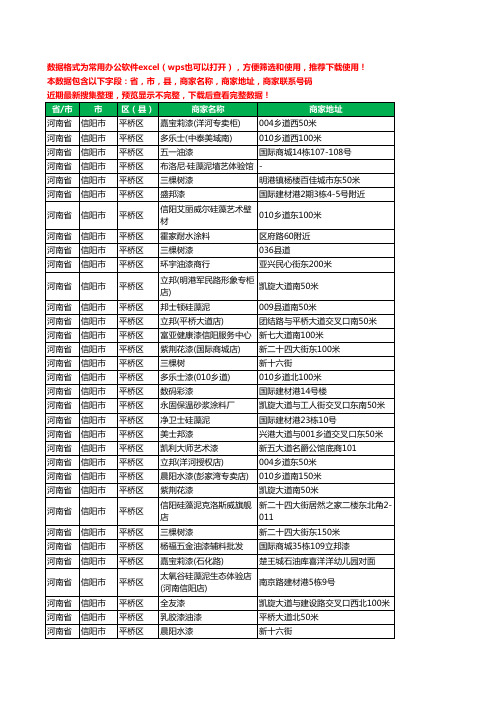 2020新版河南省信阳市平桥区涂料工商企业公司商家名录名单黄页联系电话号码地址大全134家