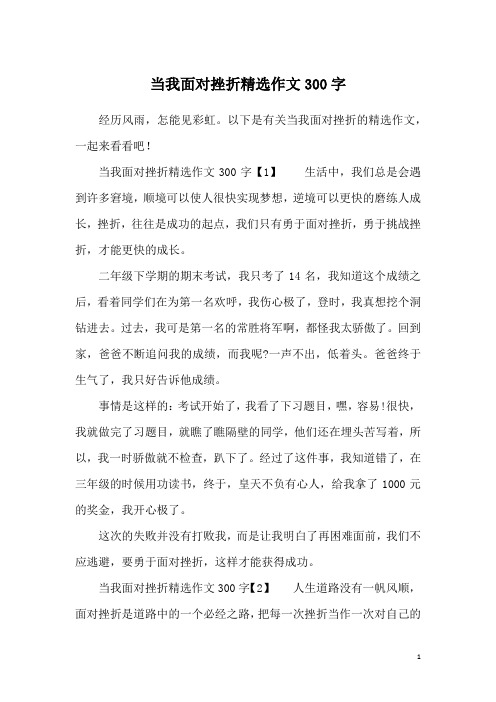 当我面对挫折精选作文300字