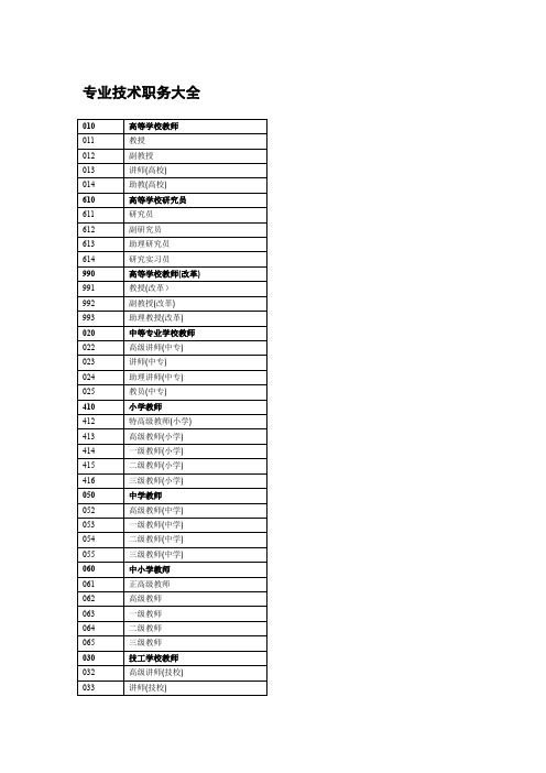 专业技术职务大全