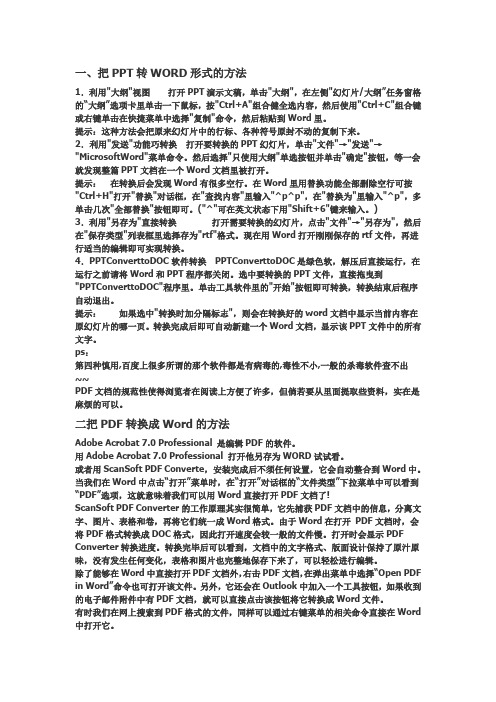 Word,PDF,PPT,TXT之间的转换方法