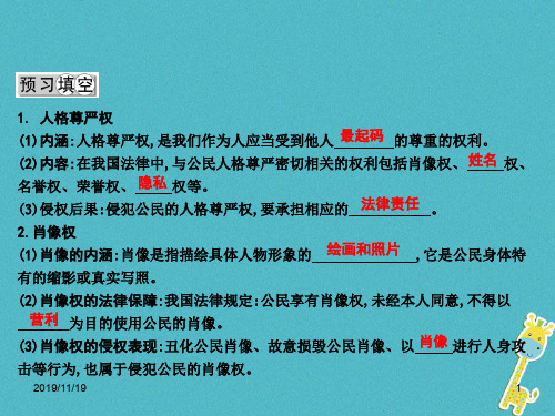 八级政治下册六单元我们的人身权利维护人格尊严时我们的人格尊严权利粤教版PPT课件