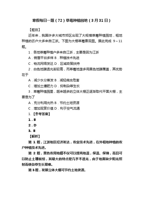 寒假每日一题（72）草莓种植园地（3月31日）