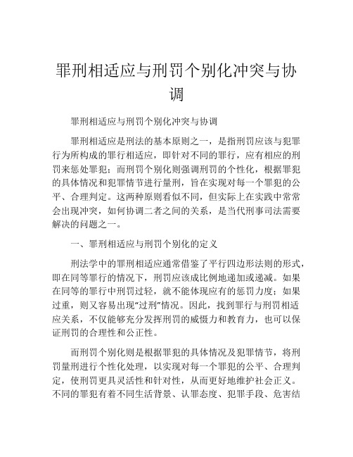 罪刑相适应与刑罚个别化冲突与协调