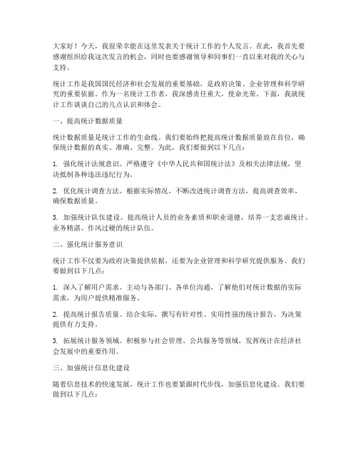 统计工作个人发言稿范文