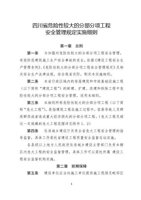 四川省危险性较大的分部分项工程安全管理规定实施细则 (2019.03.01)