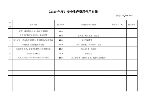 安全生产费用使用台帐