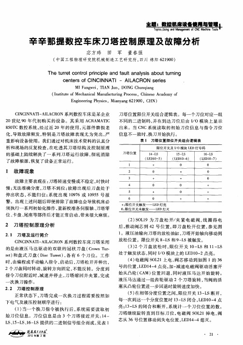 辛辛那提数控车床刀塔控制原理及故障分析