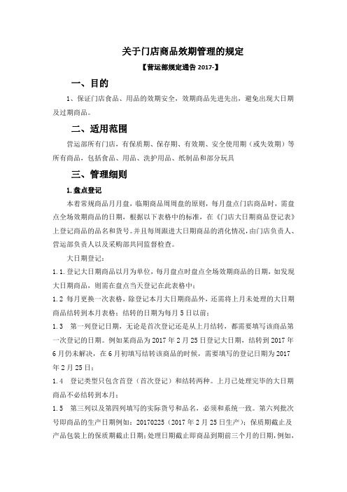 门店商品效期管理规定