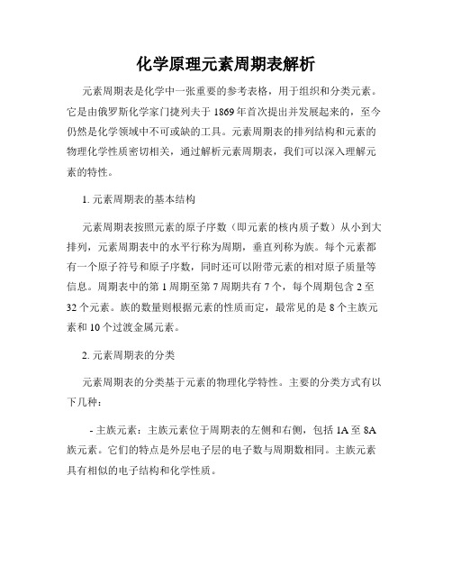 化学原理元素周期表解析