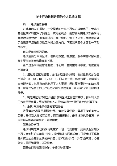 护士在急诊科进修的个人总结3篇