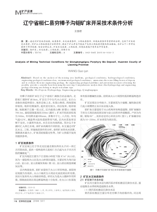 辽宁省桓仁县穷棒子沟钼矿床开采技术条件分析