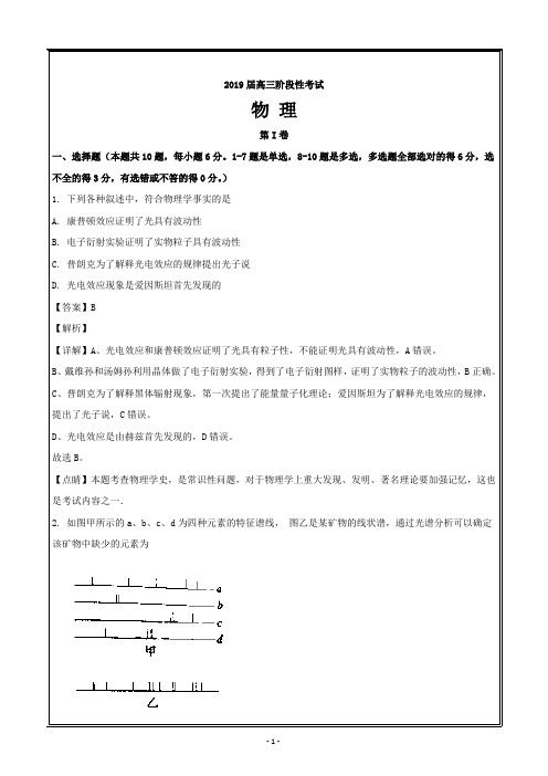 山西省大同市第一中学2019届高三8月开学检测物理----精校解析Word版