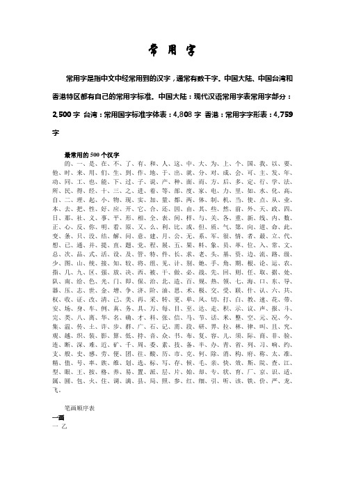 3500常用汉字(学五笔必备)