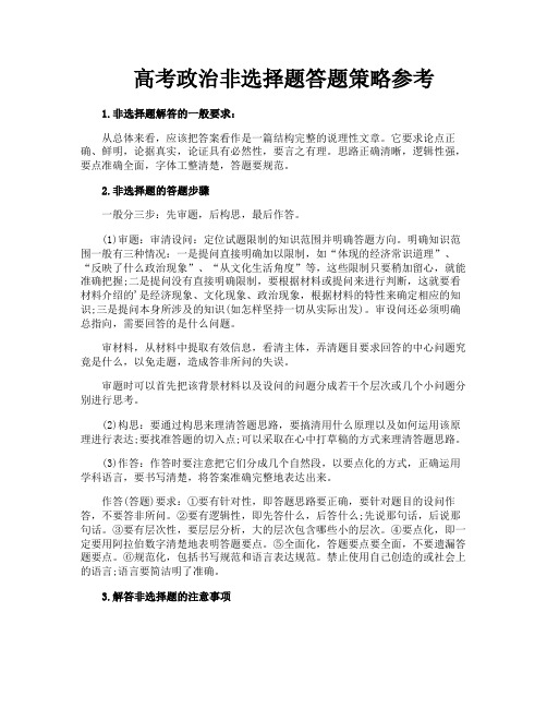 高考政治非选择题答题策略参考