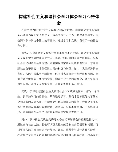 构建社会主义和谐社会学习体会学习心得体会