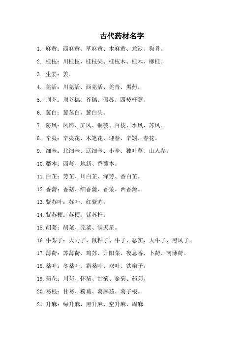 古代药材名字