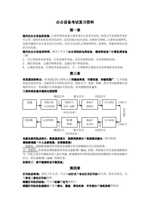 办公设备考试复习资料