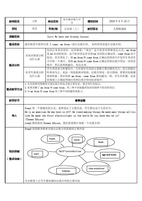 小学英语 Unit 1 We have new friends. Lesson 1-