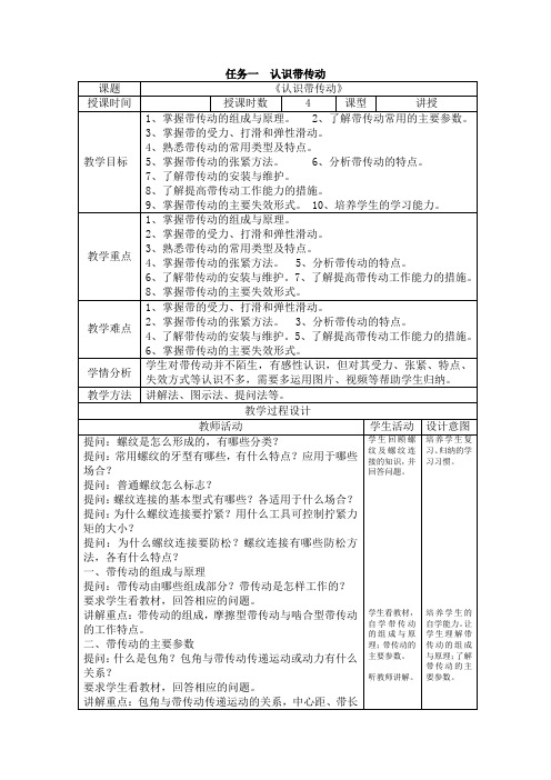 《机械基础》教学讲义 5、 掌握机械传动 1、带传动