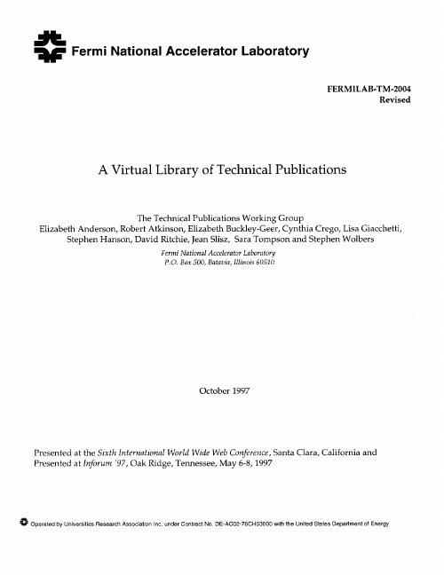 A Virtual Library of Technical Publications