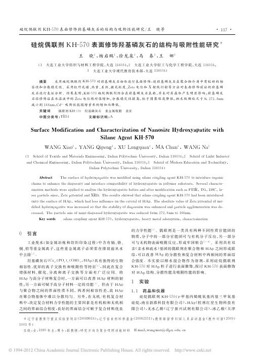 硅烷偶联剂KH_570表面修饰羟基磷灰石的结构与吸附性能研究_王晓