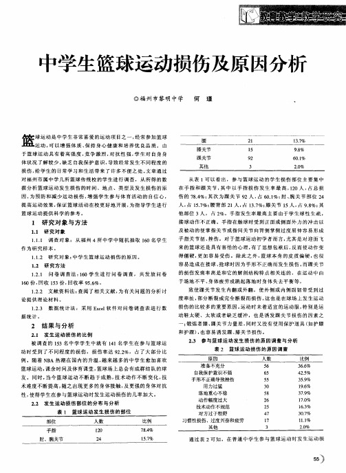 中学生篮球运动损伤及原因分析