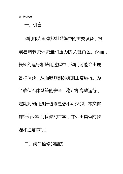 阀门检修方案