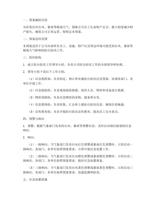 公司防台防汛专项应急预案