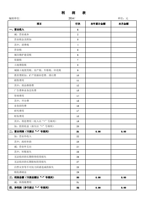 利润表模板