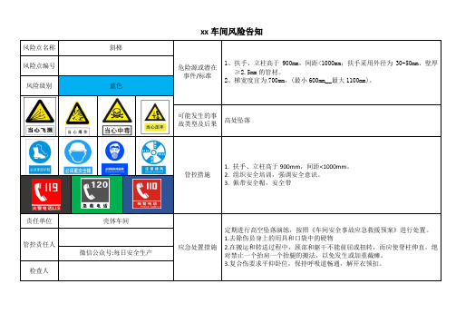 现场危险源风险点安全告知卡、告知牌