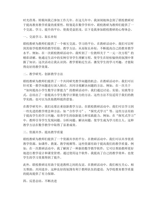 联校教研心得体会数学