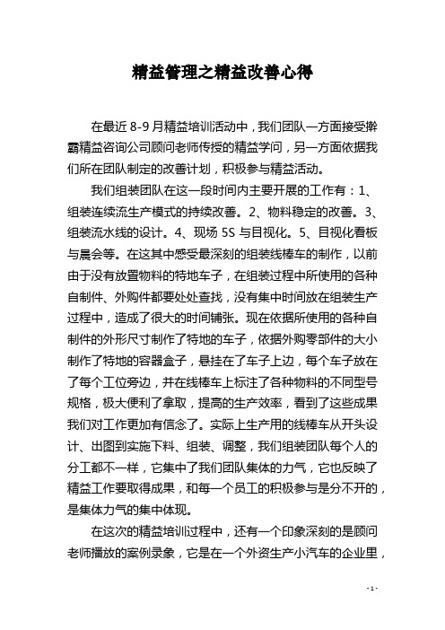 精益管理之精益改善心得