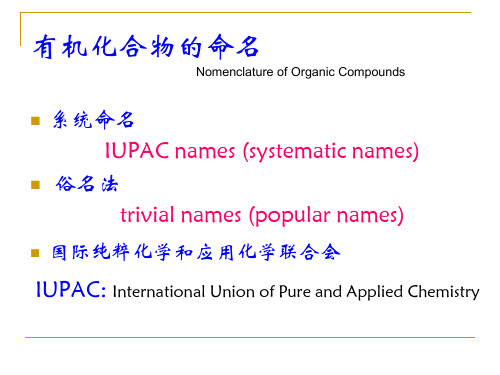 化学专业英语有机化合物中英文命名一精选 课件