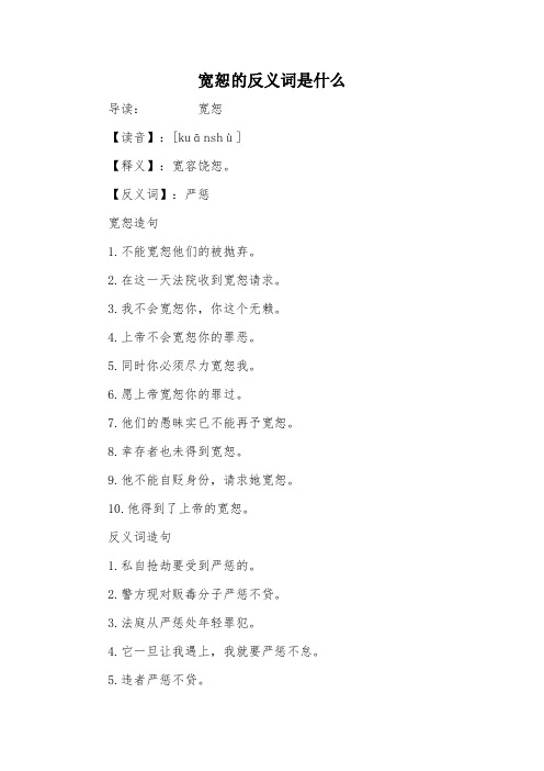 宽恕的反义词是什么